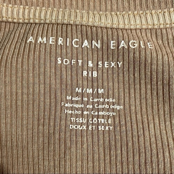 AE soft & sexy ribbed tan long sleeved tee medium - Picture 6 of 7